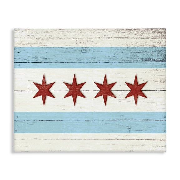 Stupell Industries Rustic Lodge Chicago Flag Distressed Style Canvas Art, 20 x 16, by Lil' Rue