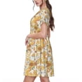 thumbnail image 2 of Easygdp Groovy Hippie Flower Mushrooms para Vestido Transpirable de Mujer, Vestido Suelto de Manga Corta con Pliegues y Bolsillos para el Verano, 2 of 6