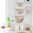 thumbnail image 2 of Artistic Hanging Cotton Baskets, Boho Decorative Hanging Baskets for Wall, Handcrafted 3 Tier Organizer, Over The Door Decor, Eco-Friendly Multipurpose Storage Solutions (A-White), 2 of 5