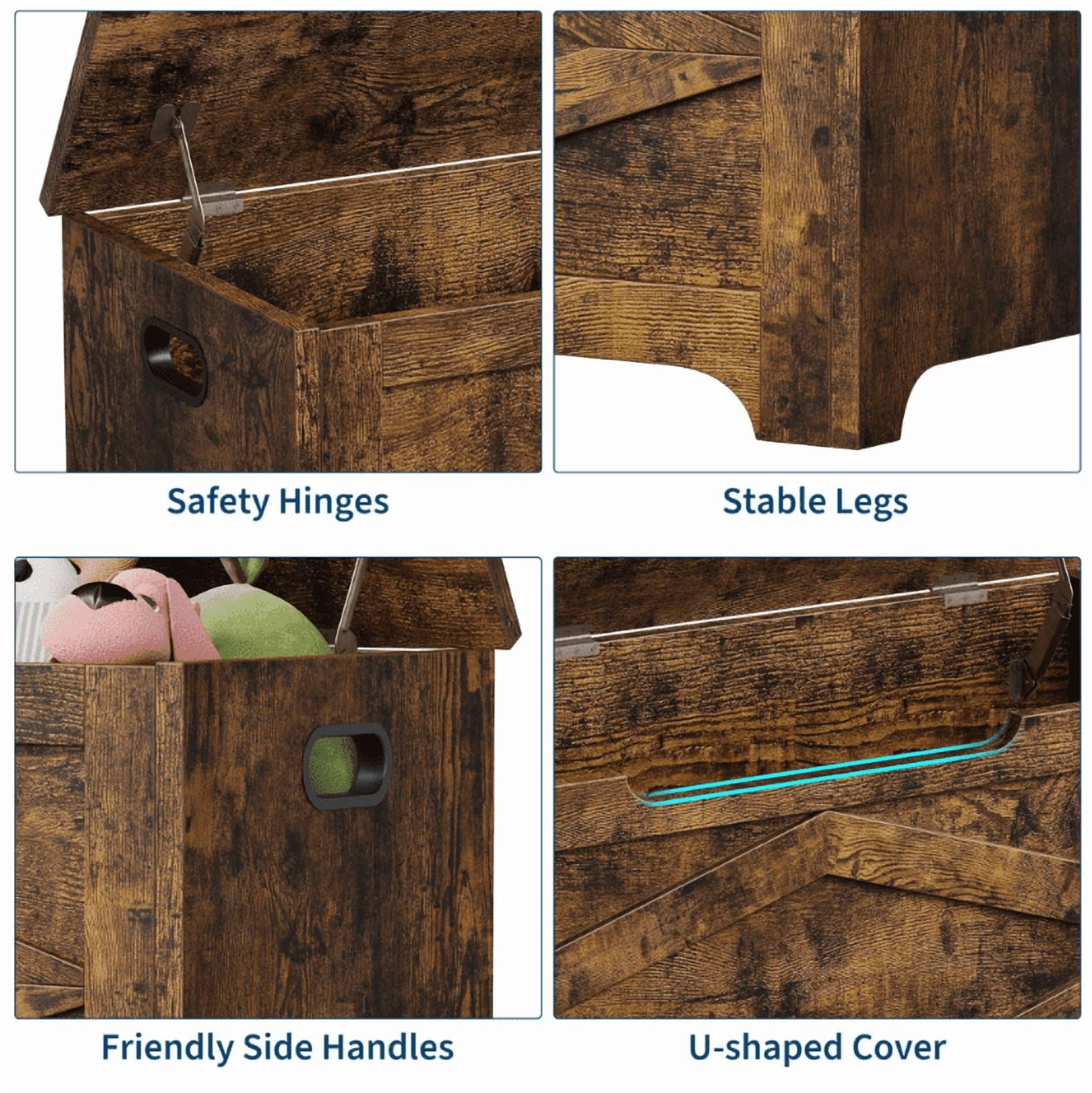 Huisuilinss Storage Chest,Farmhouse Storage Bench,Wood Toy Chest With Safety Hinge,End Of Bed Bench,Storage Trunk,Entryway Organizer For Entryway Bedroom Living Room