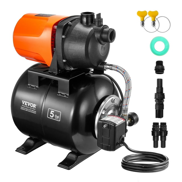 VEVOR Pompe de Puits Peu Profond 1 Hp avec Réservoir à Pression Pompe de Surpression d'Irrigation 1000 Gph