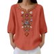 thumbnail image 4 of Neewe Women's Embroidered Tops 3/4 Sleeve Traditional Boho Shirts for Women V Neck Peasant Tunic Blouses, 4 of 8