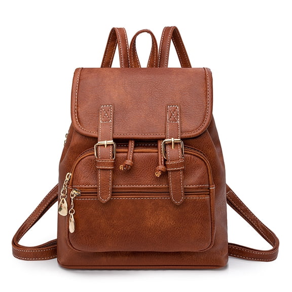 PRIYAL Fashion PU Leather Backpack Purse for Men Women Travel Backpack Bag with Ladies Shoulder Handbags Casual Daypack
