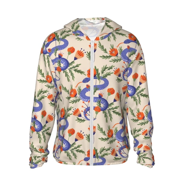 Fotbe Snake Chaqueta con Protección Solar UPF 50+ para Hombre y Mujer, Camisa con Capucha y Bolsillos-Medium
