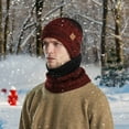 thumbnail image 5 of Men and Women's Winter Knit Hat and Scarf Set, Fleece Lined Windproof Cold Weather Neck Warmer, Warm Two Piece Set for Skiing, Outdoor Activities, Hiking and Snow Sports-Wine, 5 of 9