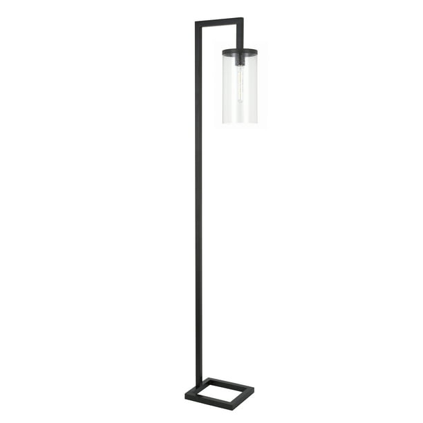 Evelyn Zoe Modern Metal Floor Lamp With, Metal Floor Lamp With Glass Shade