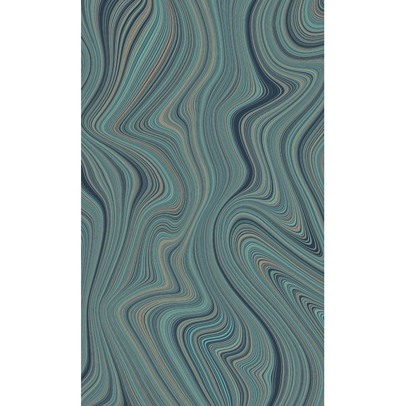 Blue Green Abstract Geometric Curve Lines Wallpaper, Double Roll, 57 sqft