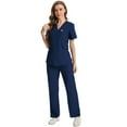 thumbnail image 4 of UNEEI Scrubs for Women Set, Water-Resistantand Stain-Resistant Womens Scrubs, V-Neck Top and Drawstring Waist Pant with 7 Pockets, 4 of 12