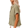 thumbnail image 5 of Endives Womens Button Down Shirt Summer Fashion Linen Shirt for Women Short Sleeve Shirt Casual Blouse Tops Spring Outfits Khaki, 5 of 7