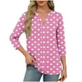 thumbnail image 2 of Viluyesy Women's 3/4 Sleeves T-Shirt V-Neck Shirt Tops Fashionable Loose Blouse Pink Size XL, 2 of 6