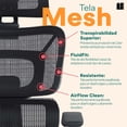 thumbnail image 3 of Mubson Silla de Oficina Premium Ultra Ergonómica de Malla Astra Negra, 3 of 7