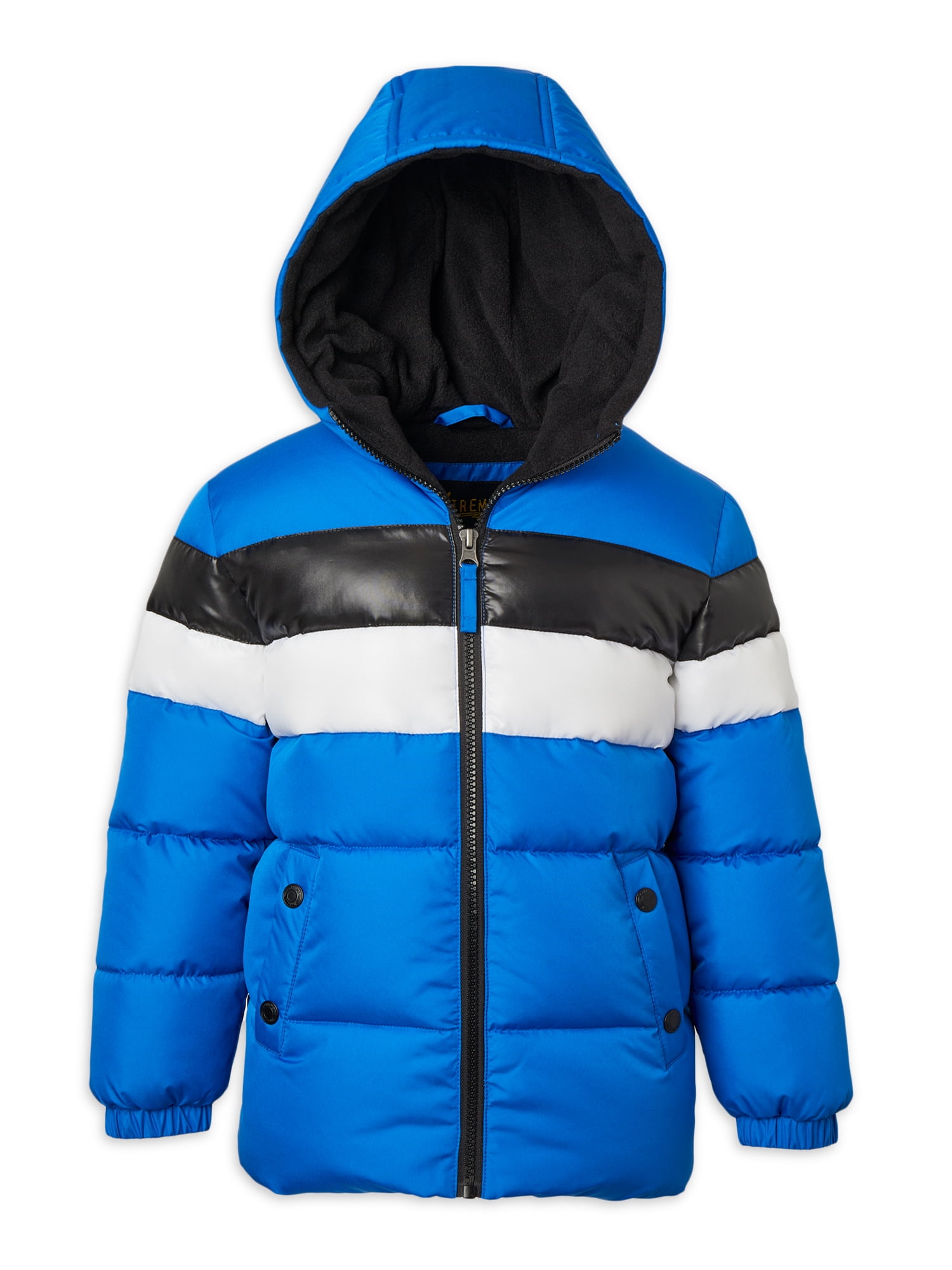 iXtreme Boys Hooded Striped Colorblock Puffer Winter Coat iXtreme Boys Hooded Striped Colorblock Puffer Winter Coat