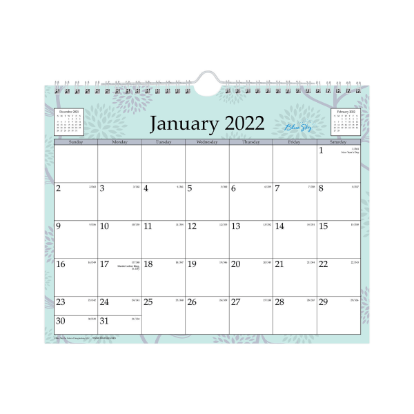 Blue Sky™ Monthly Safety Wirebound Wall Calendar, 11" X 8-3/4", Rue Du Flore, January To December 2022, 101613 - Walmart.com