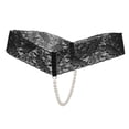 thumbnail image 4 of Bragas sin entrepierna para mujer, tanga de encaje transparente, ropa interior con cuentas, color negro, 4 of 6