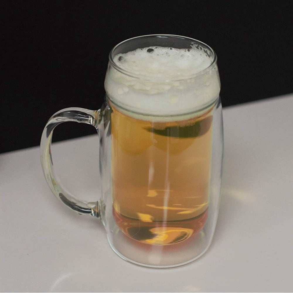 Simax Glassware Double Walled Insulated Glass Beer Mug With Handle