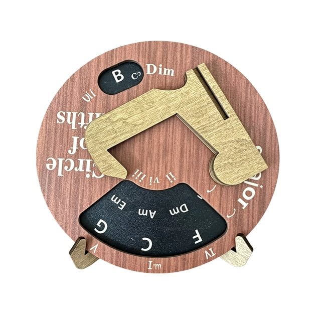 Wooden Melody Tool Round Circle of Fifths Wheel Chord Compass Pocket Music Learning Guitar Tool for Guitar Base Musical Instrument Beginners Songwriting