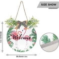 thumbnail image 3 of SKYSONIC Tropical Palm Tree Flamingo Welcome Sign Front Door Decor Round Door Hanging Sign Porch Decorations for Farmhouse Summer Holiday Fall Halloween Christmas - 12x12 inch, 3 of 7