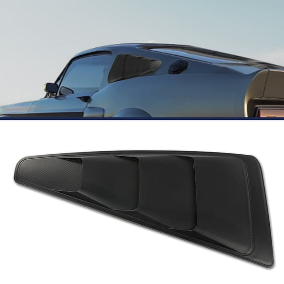 PIT66 Quarter Side Window Louvers Board Carbon Fiber Style Fit for 2005-2014 Ford Mustang Black