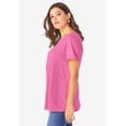 thumbnail image 3 of Roaman's Women's Plus Size Ultimate Cotton Crewneck Short Sleeve Swing Tee, 3 of 6