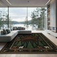thumbnail image 2 of ODIKA 8'x10' Washable Area Rug Durable, Non-Slip Paw Print Rustic With Centered Woodland Wildlife Emblem Cabin Bear Refined for Living Room, Under Sectional, Family, 2 of 7