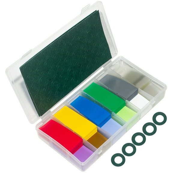 360PCS 18650 Battery Sleeves Flat PVC Wrap Heat Shrink Tubing Tube and 360PCS Self-Adhesive Barley Paper Insulator Ring Cyan