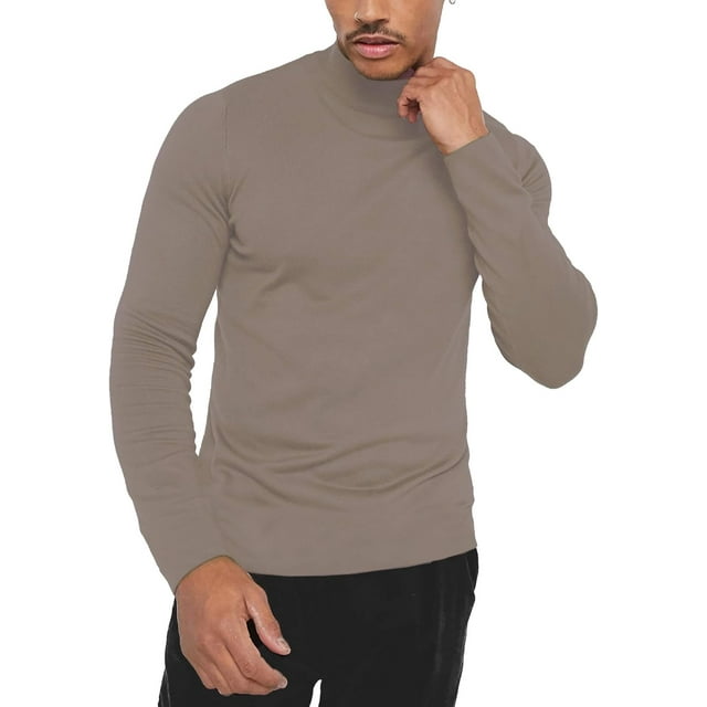 GHSDFBB Men Regular Fit Basic Lightweight Long Sleeve Pullover Top Mock Turtleneck T-Shirt