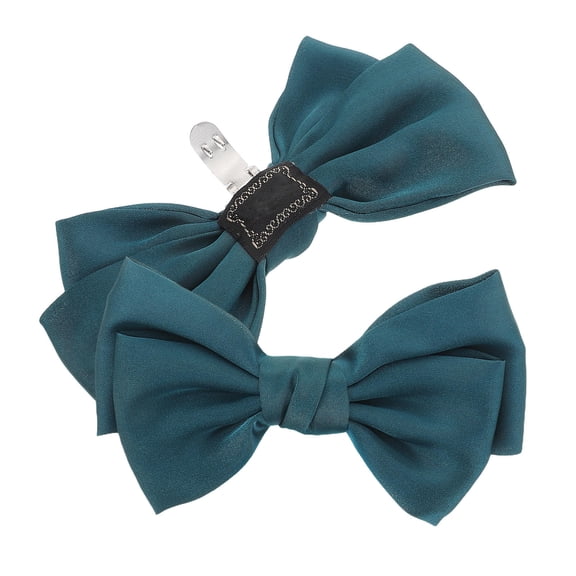 Raindrops Detachable Dark Green Bow Shoe Clips, Satin Zinc Alloy, Elegant for Pumps and Flats
