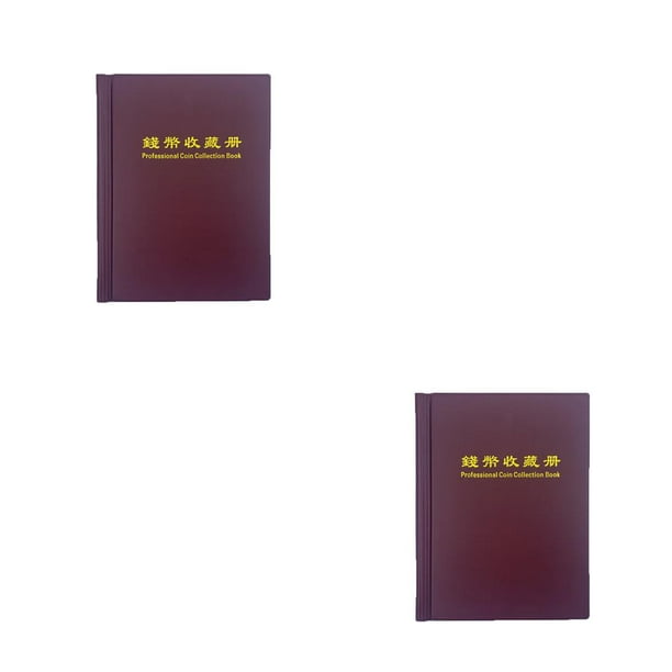 Inteprter Hogar 52mm 60 bolsillos monedas Mini colección Protector libro fichas portátiles álbum gran capacidad organizador dinero titular Rojo oscuro 2piezas