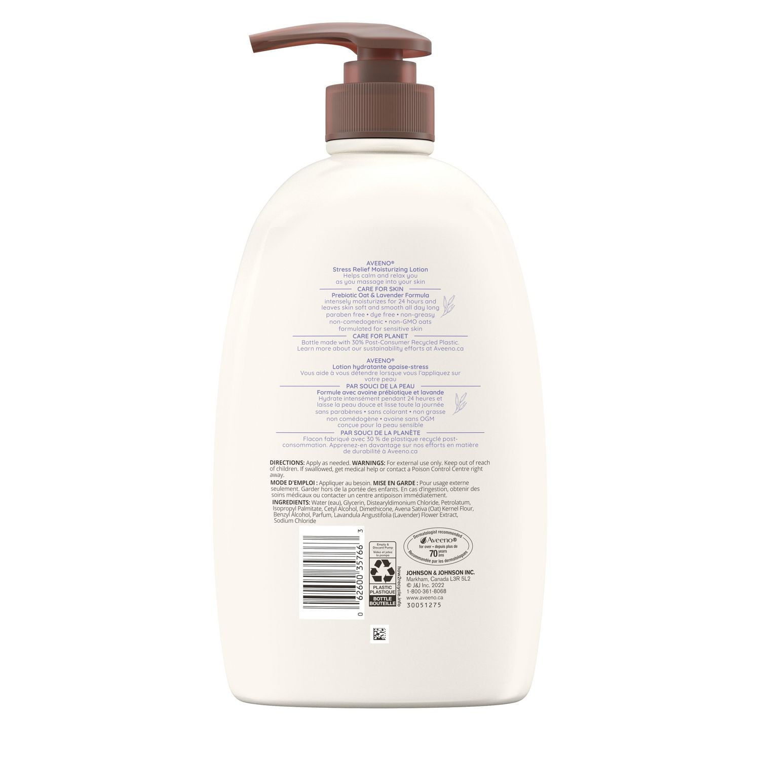 Lotion hydratante apaise-stress Aveeno, Lavande, non comédogène 975 ml