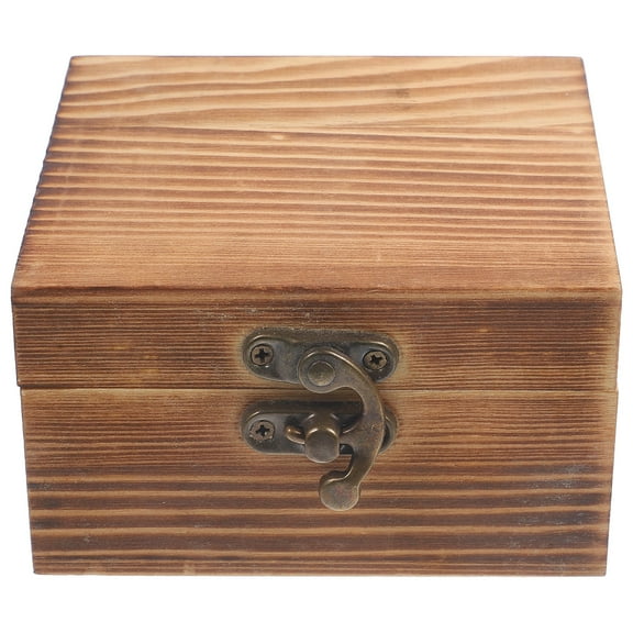 WHAMVOX Light Brown Wooden Storage Box with Lid Latch for Jewelry Eyeglasses Keepsakes Small 8.5x5.5x3.5 inches