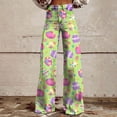 thumbnail image 2 of YUANGUANST Women's Wide Leg Pants Women's Easter Bunny Egg Print Plus Size Wide Leg Pants Office Slacks, 2 of 4