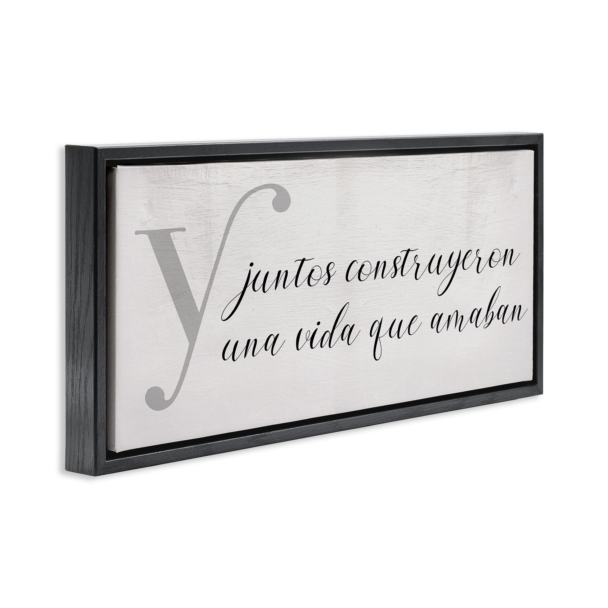 Stupell Industries Juntos Construyeron una Vida Inspirational Quotes & Sayings Painting Black Floater Framed Art Print Wall Art, 31 x 14