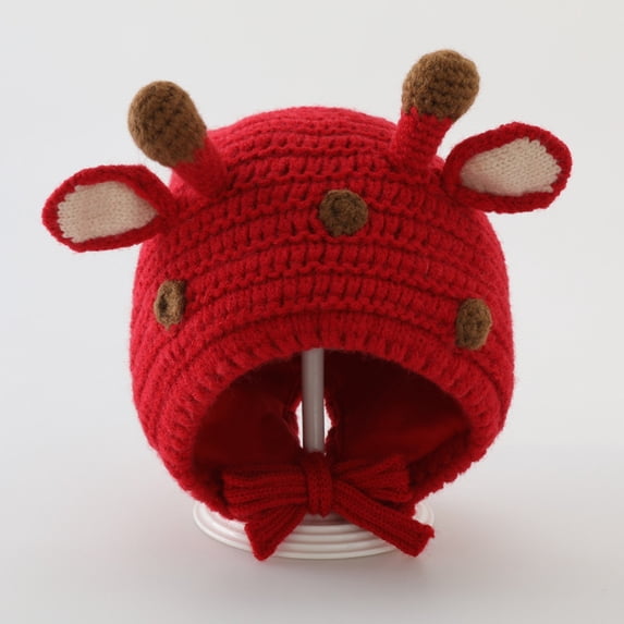 Splozh Little Girls Hat Kids Winter Beanie Hat Children's Warm Fleece Lined Knit Thick Ski Cap for Boys Girls,Red,3-24 Months