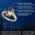 thumbnail image 2 of Gem Stone King 18K Yellow Gold Plated Silver Red Garnet White Moissanite and White Diamond Ring for Women (1.83 Cttw, Heart Shape 6MM, Gemstone January Birthstone, Size 8), 2 of 6