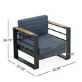 thumbnail image 3 of GDF Studio Neffs Stylish Aluminum Frame Club Chair with Blue Cushions, 3 of 7