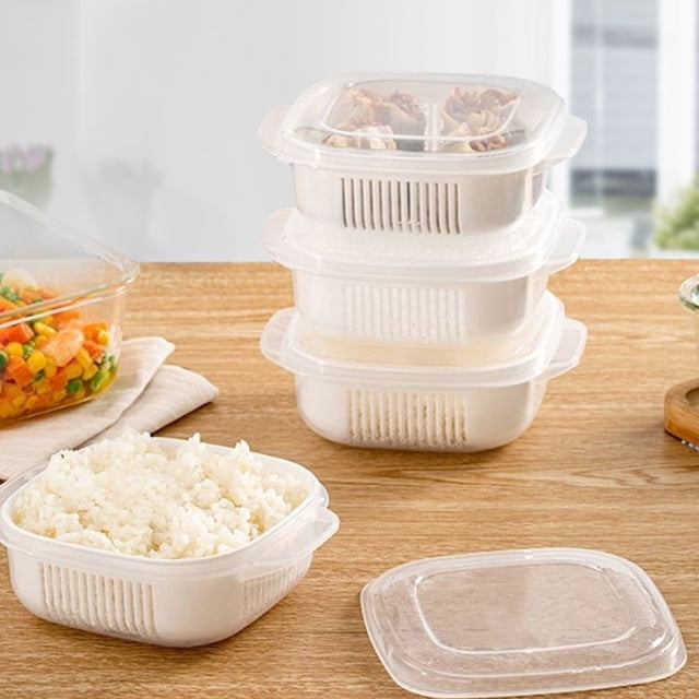 Pisexur Drainage Bento Box Fruit Container,Food Box With Drainage Function, Which Can Be Heated Microwave Oven