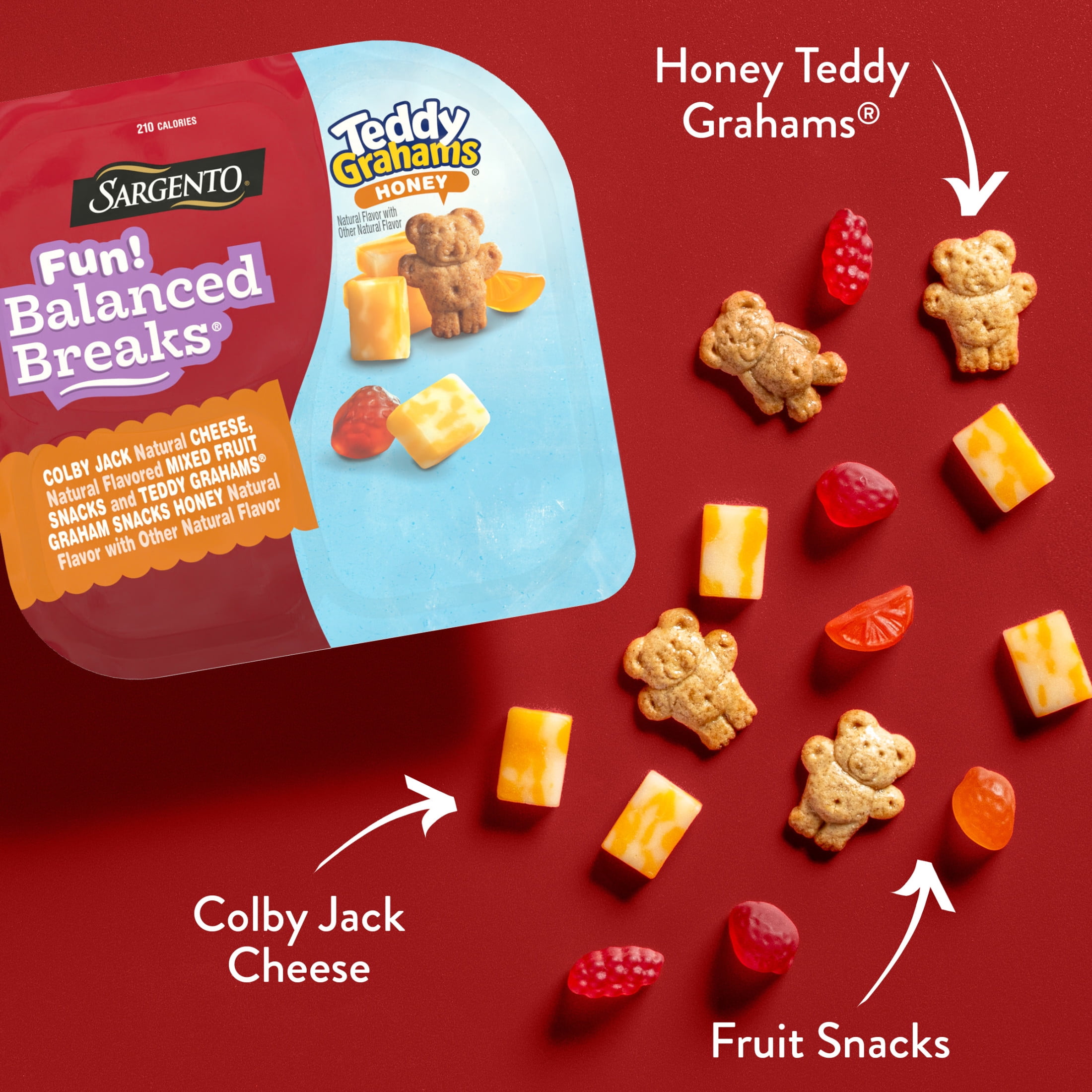 Sargento® Fun! Balanced Breaks® Colby-Jack Cheese, Mixed Fruit Snacks, TEDDY GRAHAMS®