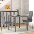 thumbnail image 2 of HOMCOM Table de Cuisine Rectangulaire en Verre avec Chaises, Ensemble pour 2, Gris, 2 of 10