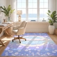 thumbnail image 3 of Design&I 5'x7' Ultra Soft Area Rug, Mermaid Kawaii Ombre Pearl Bubble Border Scale Cute Starfish Purple Flowing None Fluffy Washable Non Shedding for Bedroom Living Room Home Office, 3 of 7