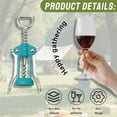thumbnail image 6 of Winged Corkscrew Wine Opener Manual – Heavy Duty Stainless Steel Cork Opener with Bottle Opener, Chrome Finish Red, Home Bar Accessories Bar Tools Set of 1,wine opener manual, 6 of 7