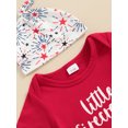thumbnail image 6 of Suealasg Baby Boys Girls Americana Clothes Short Sleeve Letter Print Romper +Fireworks Print Pants+Headband +Hat Infant 4th of July Outfits Newborn Independence Day Clothing, 6 of 8