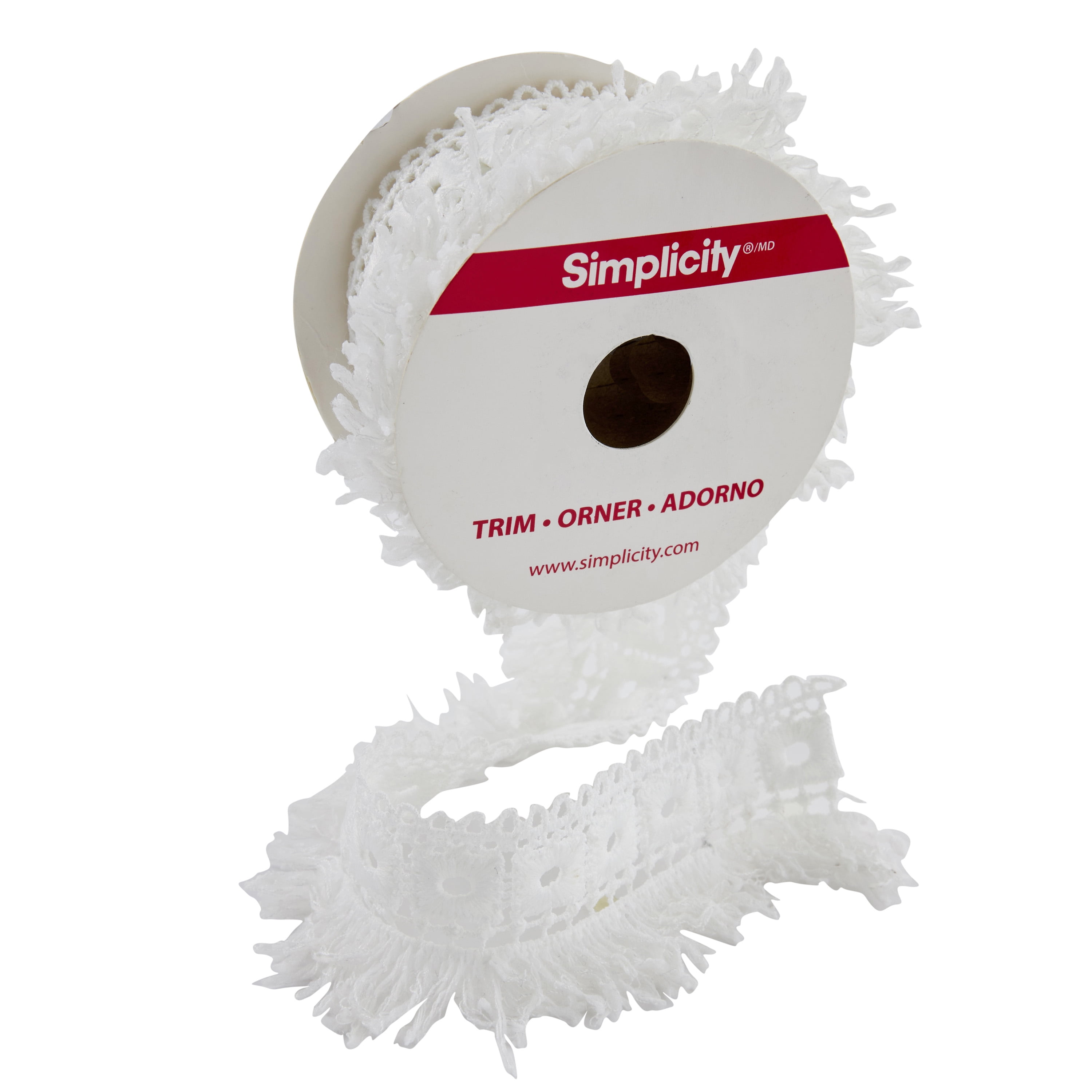 Simplicity Trim, White 1 3/4 inch Band with Fray Edge Trim