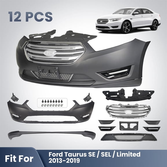 Front Bumper Cover Assembly Grille Kit For 2013-2019 Ford Taurus SE SEL Limited