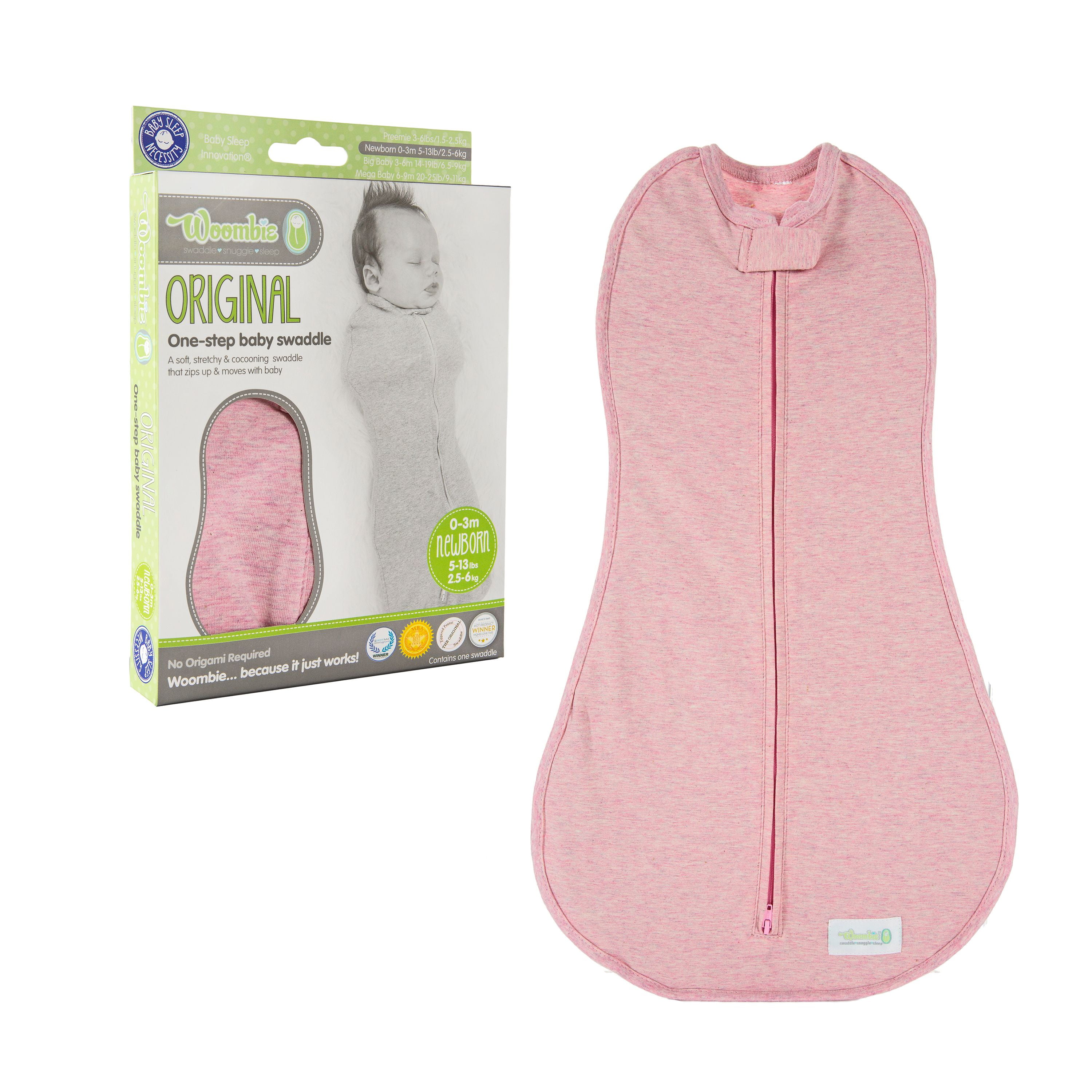 Woombie Original Nursery Swaddling Blanket - For Babies up to 6 Months  (Heathered Pink, 14-19 lbs) - Walmart.com