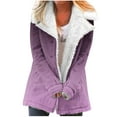 thumbnail image 2 of Nnhblu Winter Fashion Womens Coats Fleece Fall Jacket for Woman Button Down Purple Hooded Keep Warm Fall Shop Gifts Outerwear with Pockets, 2 of 5