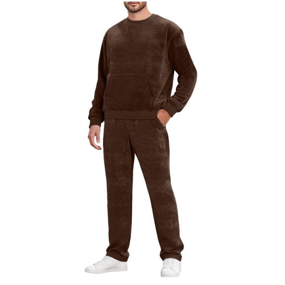 OGLCCG Lounge Sets For Men Long Sleeve Crewneck Sweatshirt and Wide Leg Sweatpants Casual Fall Fashion Tracksuit Set with Pockets