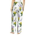 thumbnail image 3 of Naloa Lavender Flowers Print Women’s Ultra-Soft Comfy Pajama Lounge Pants with Pockets & Drawstring, 3 of 8