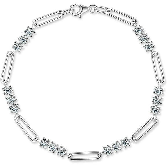 3mm Moissanite Tennis Bracelet, 1.8cttw D Color VVS1 925 Sterling Silver Bracelet fit 7" Below Wrist for Women Wife Mom Birthday Jewelry