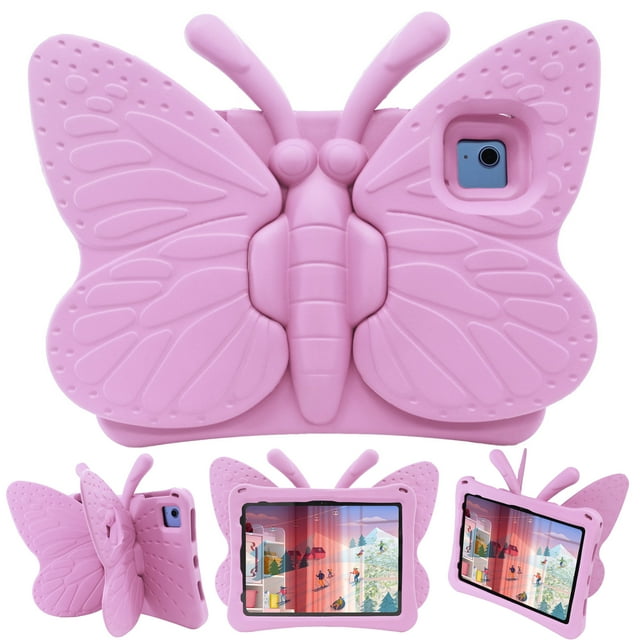iPad 10th Generation Case for Kids, iPad 10th Gen 10.9 2022 Butterfly Case with Kickstand Light EVA Full Body Drop Protective Rugged Shockproof Child Proof iPad 10th Gen Kids Case,Rose