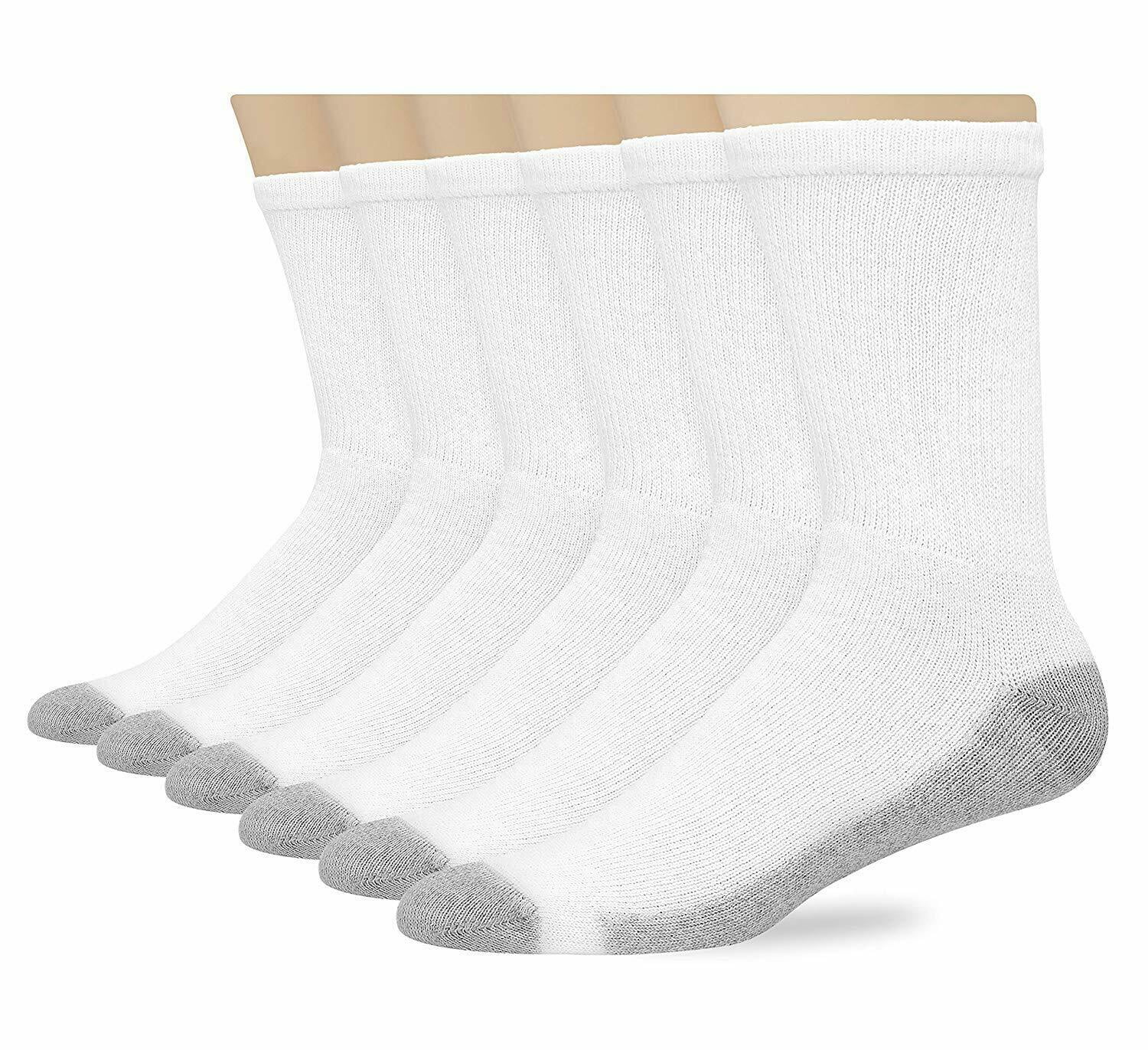 Hanes Mens 12-Pack FreshIQ Crew Socks Cushioned White Sock Fits Shoe Size 6-12 